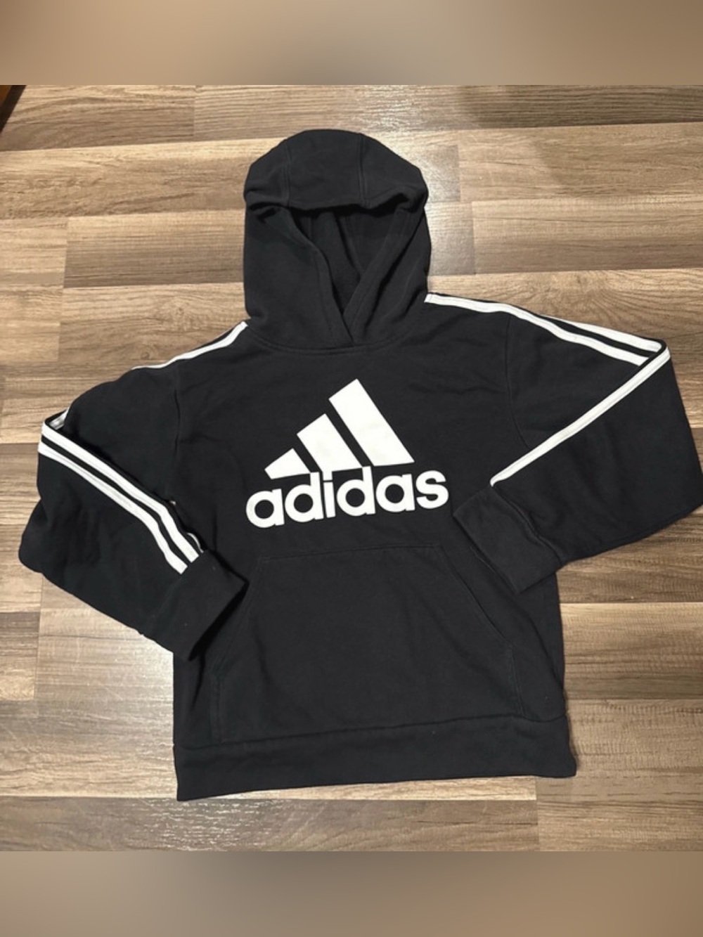 Adidas boys Black Logo Hoodie Sweatshirt size medium
